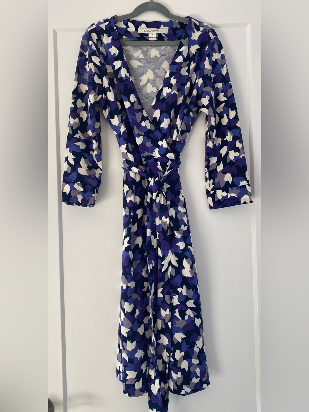 Diane Von Furstenberg Purple, Blue & White Wrap Dress